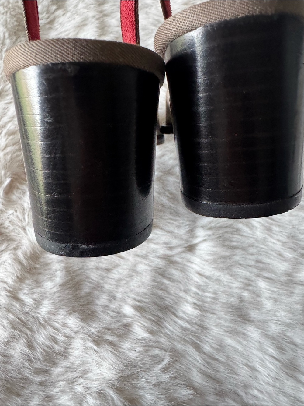 Yves Saint Laurent Taupe Slingback Mules with Red Insole - Picture 7 of 14